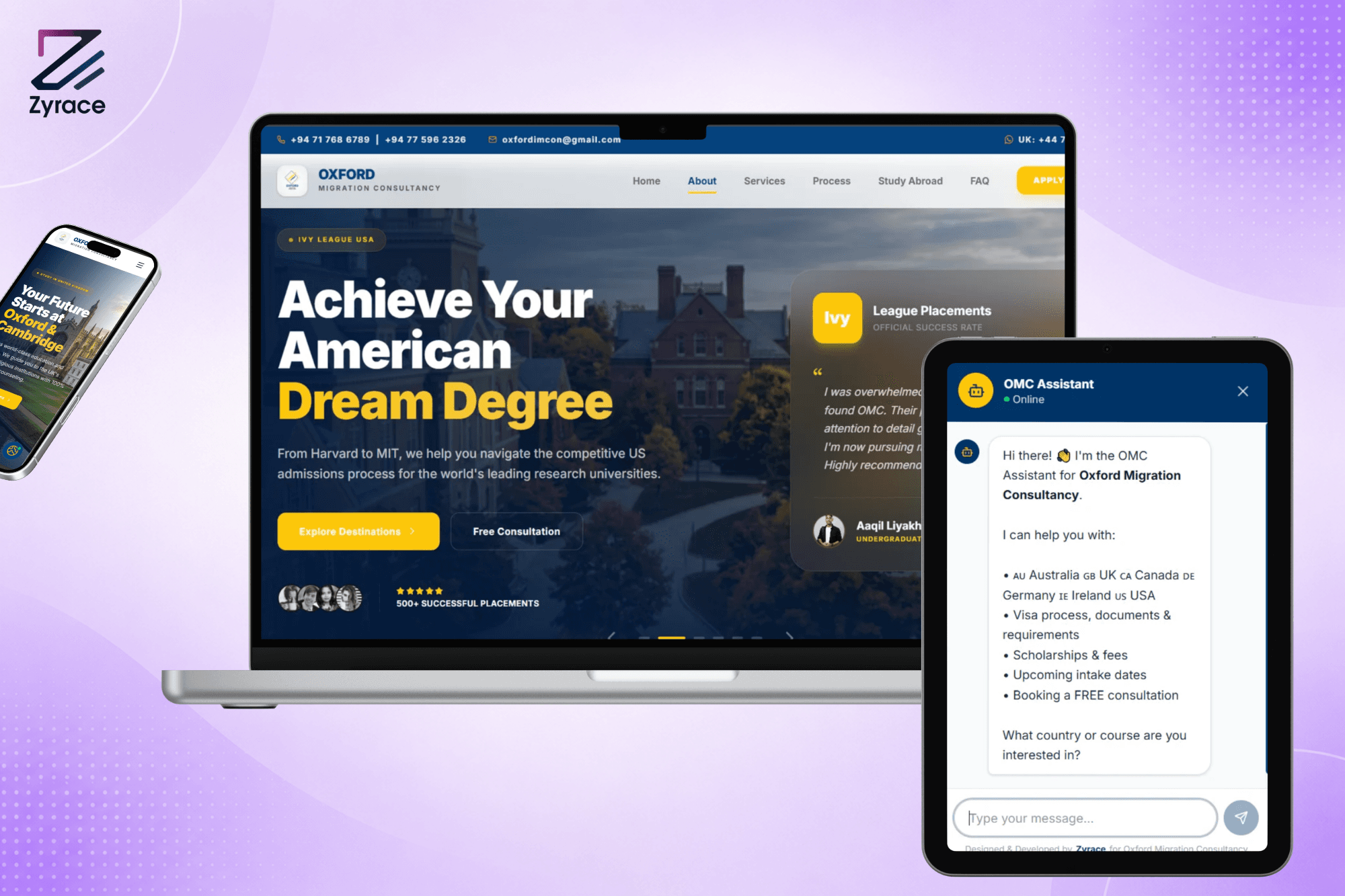 Oxford Migration Consultancy - Custom Web App for Education & Migration Agencies