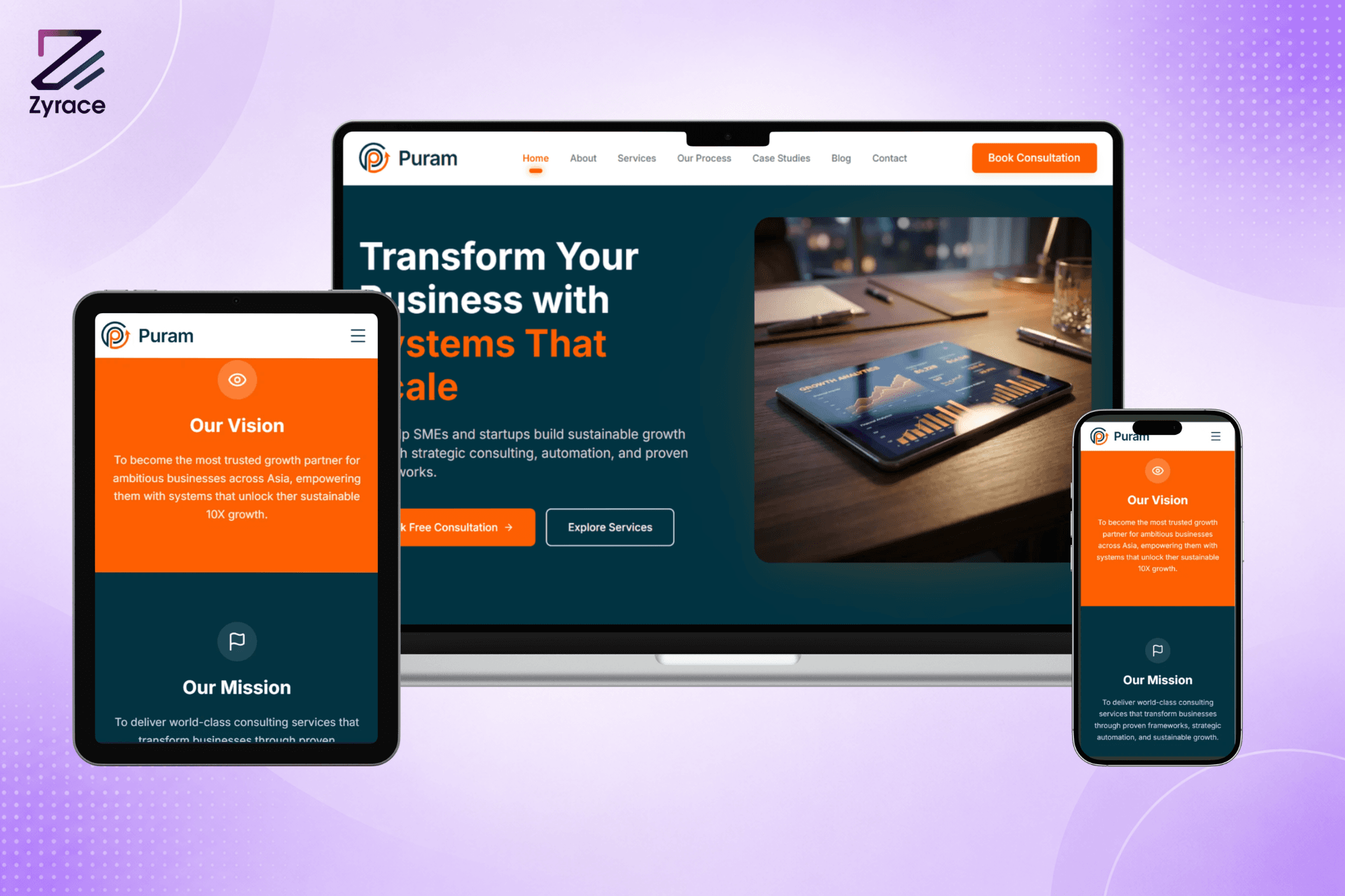 Puram Consultancy - Custom Corporate Website & Business Management Dashboard